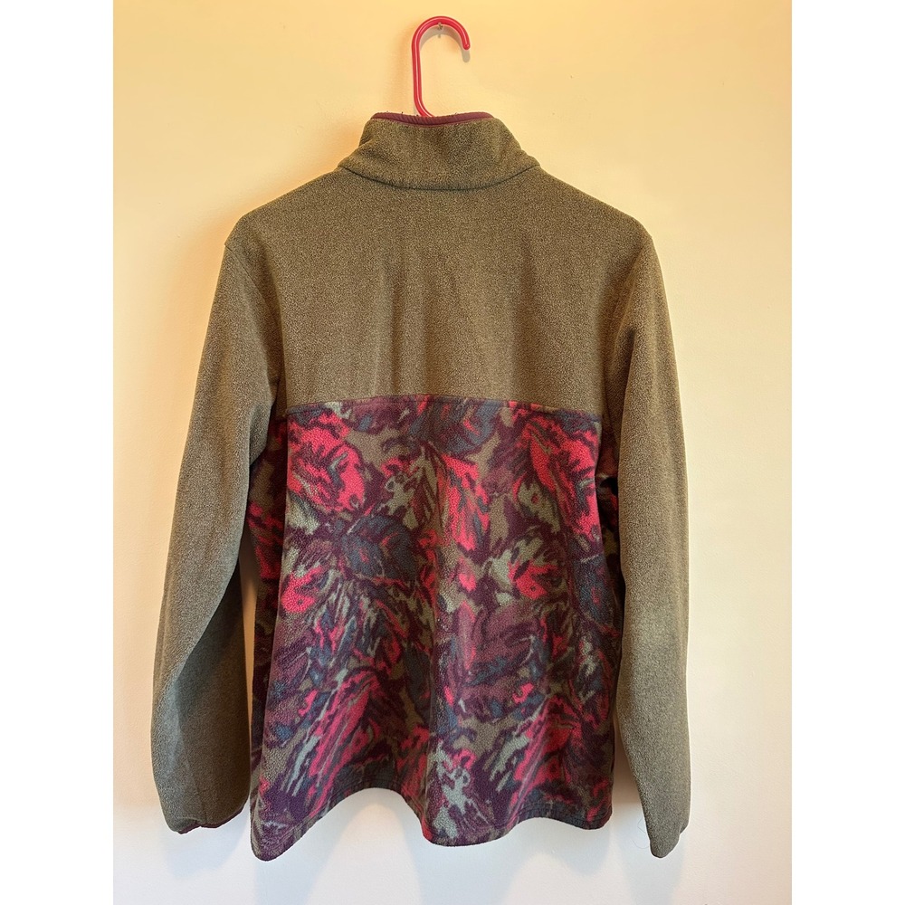 Columbia Women Olive Green Floral Snap Fleece Pullover XL AL2906 #0039 - Picture 4 of 5